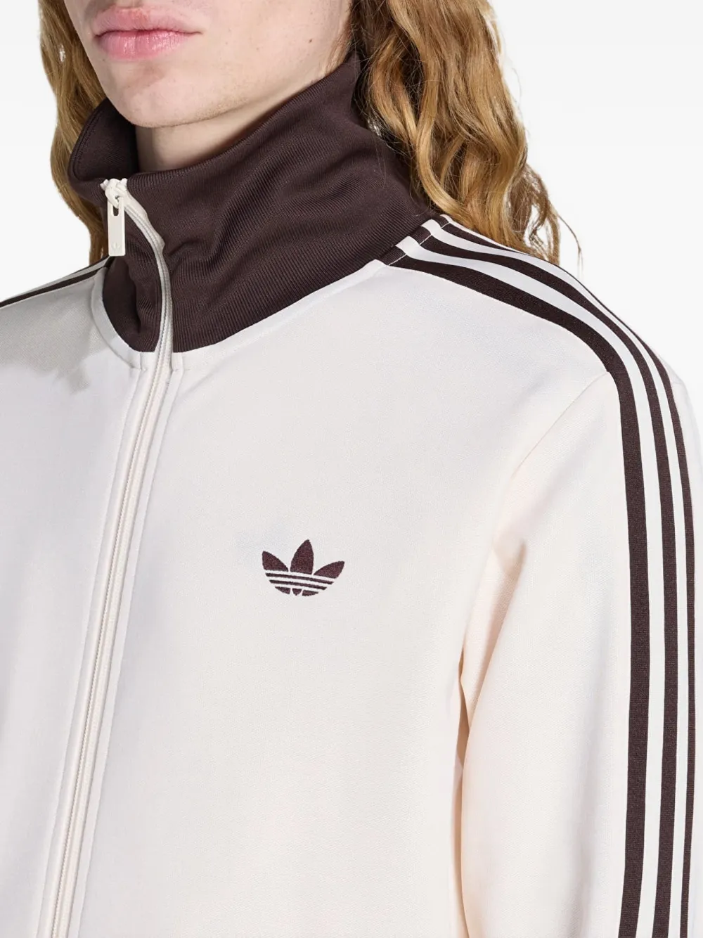 adidas Trainingsjack met geborduurd logo en rits Beige