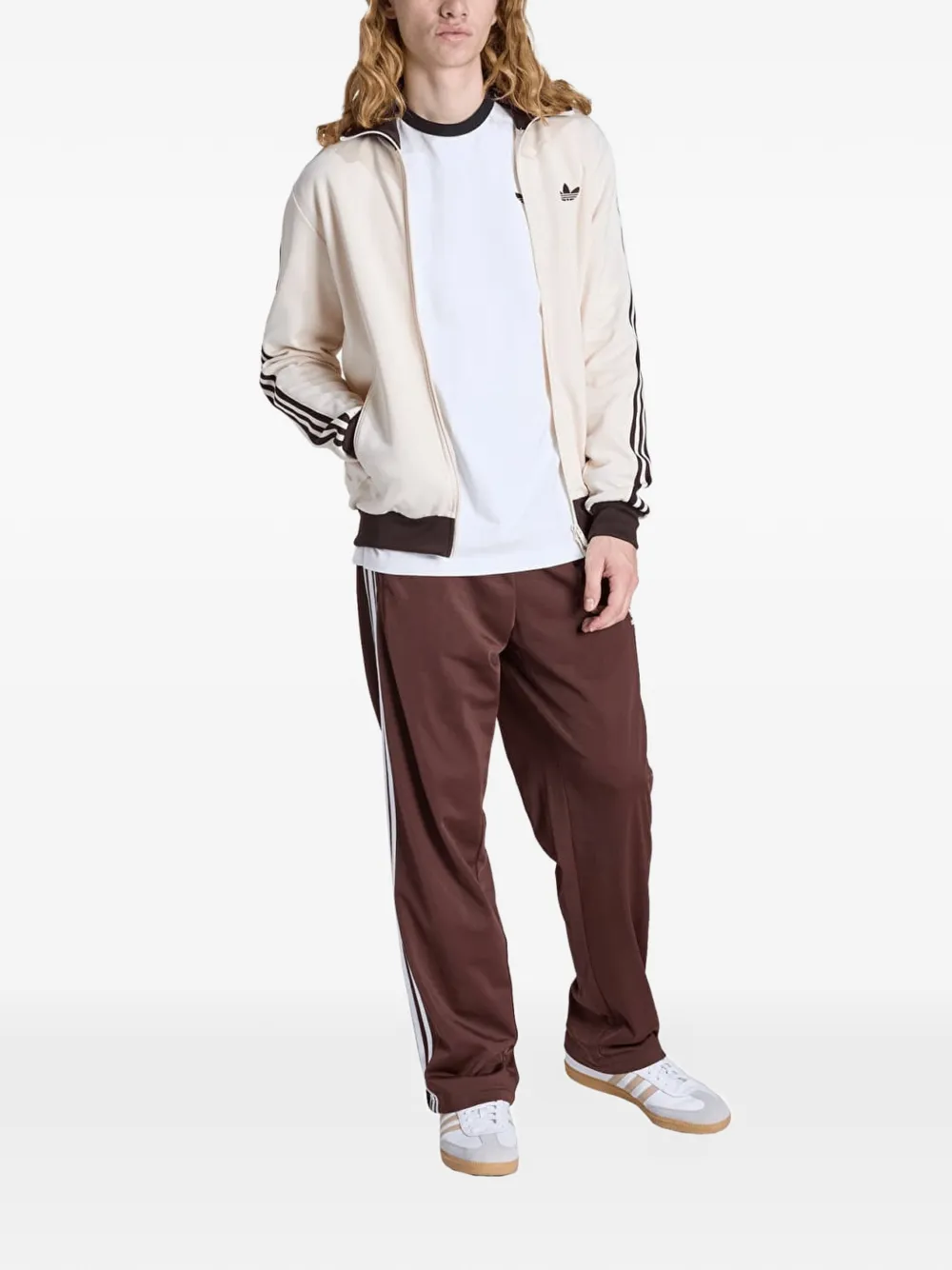 adidas Trainingsjack met geborduurd logo en rits Beige