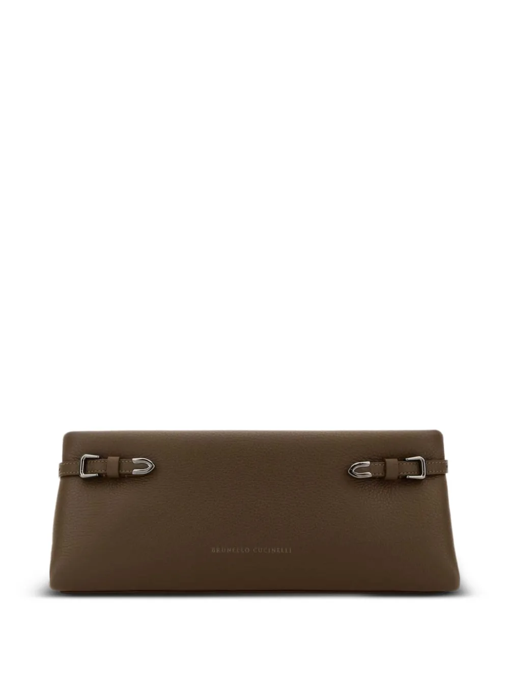 Brunello Cucinelli grained leather clutch bag - Marrone