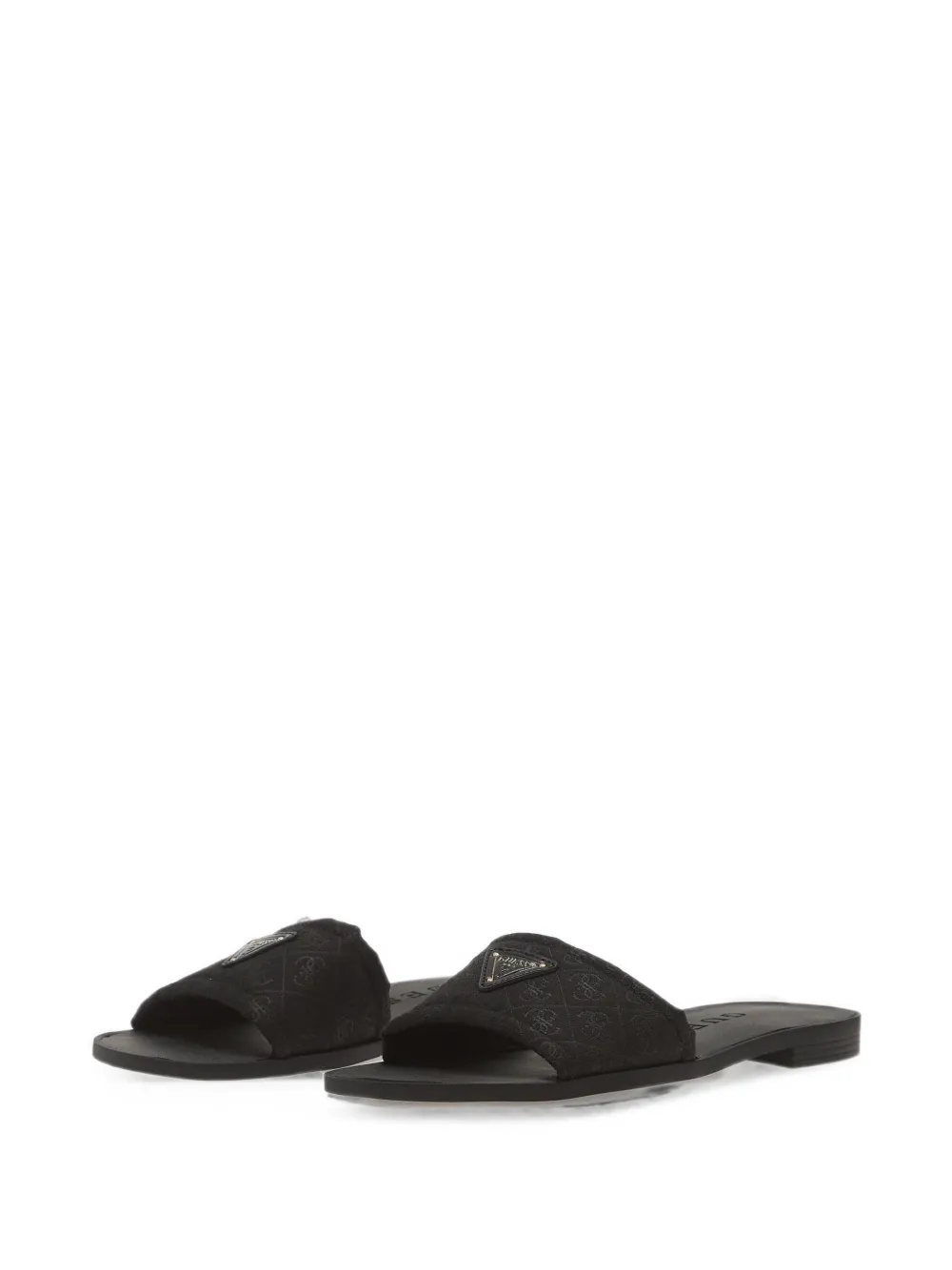 GUESS USA Elysone logo-print flat sandals Zwart