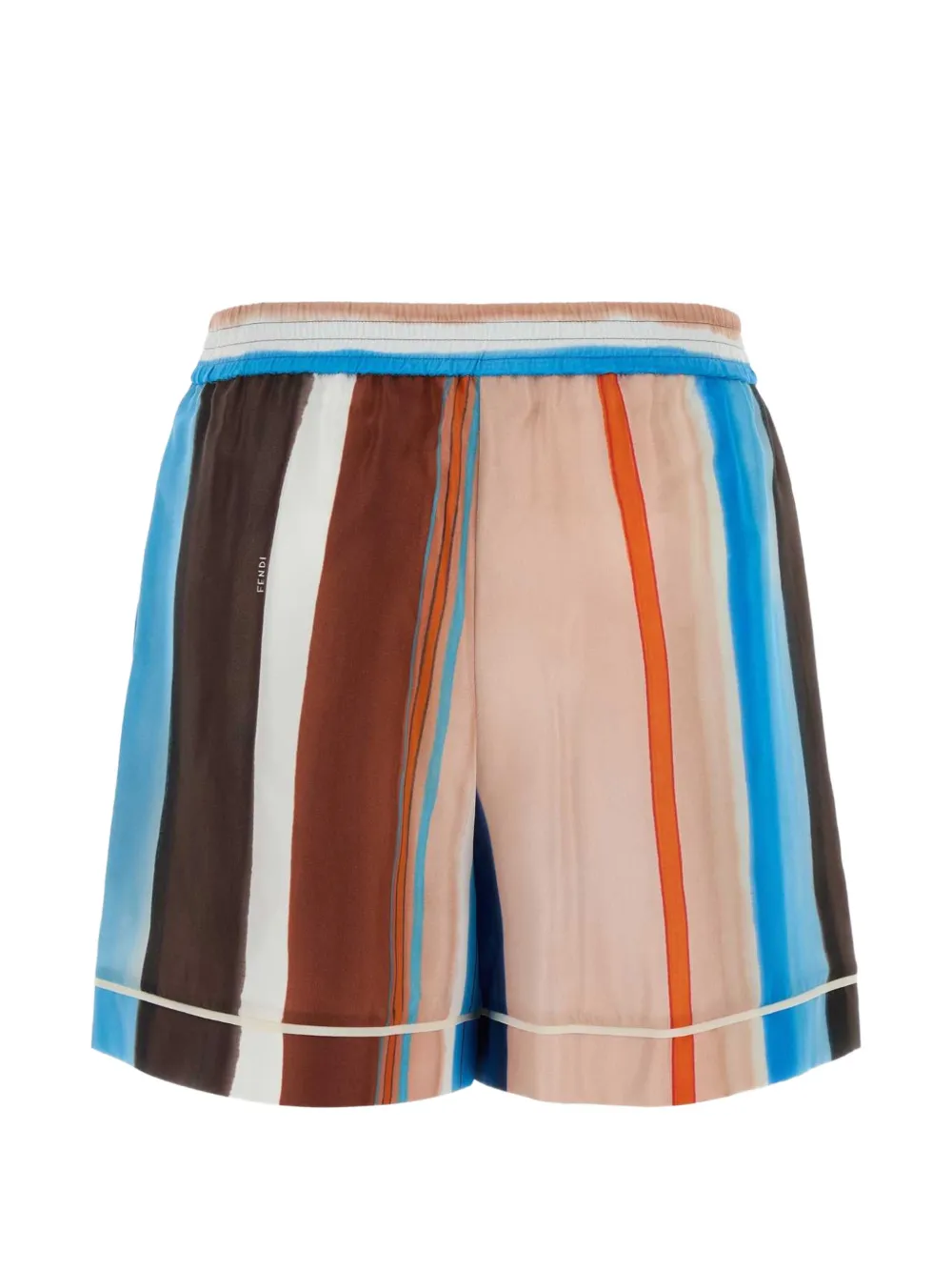 FENDI Gestreepte zijden shorts Beige