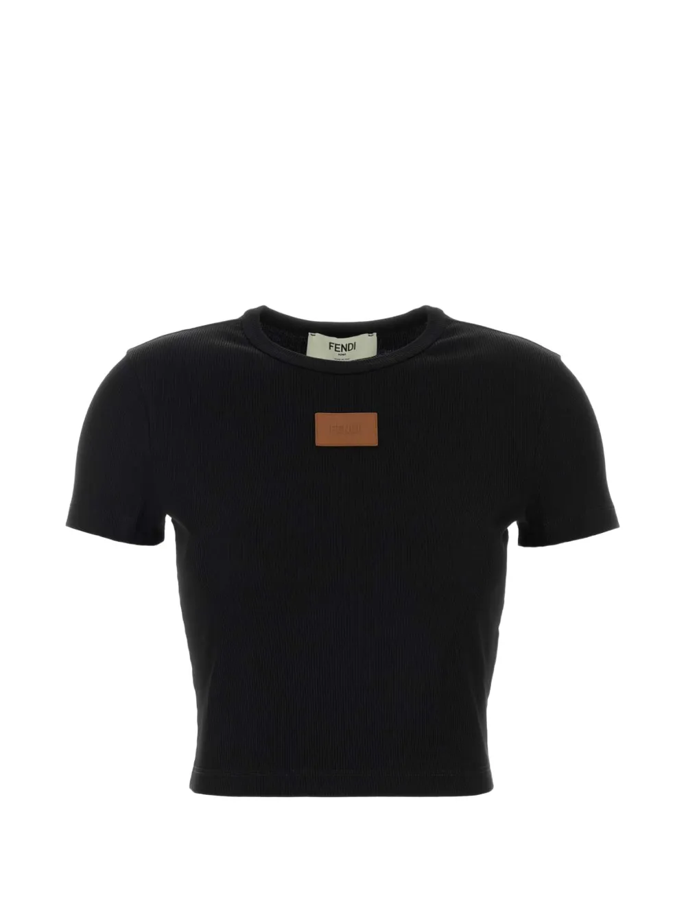 FENDI logo-patch ribbed T-shirt - Nero