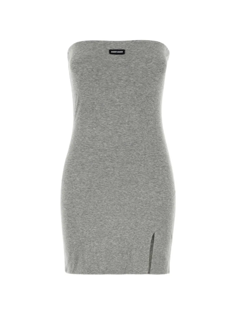 Miu Miu logo-patch strapless mini dress - Grigio