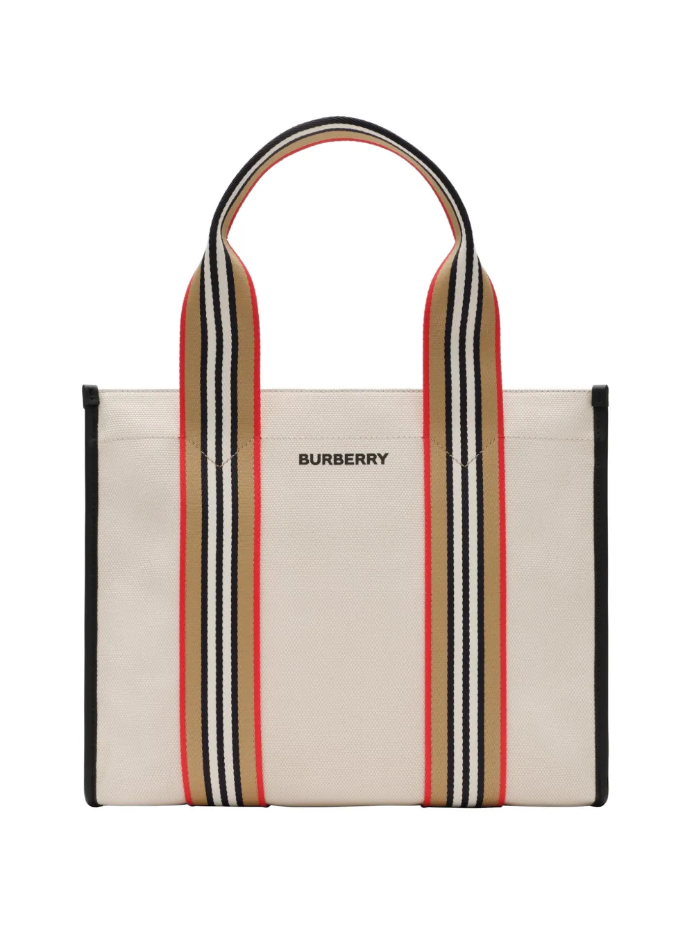 Burberry small Icon-sripe-trim canvas tote - Neutrals