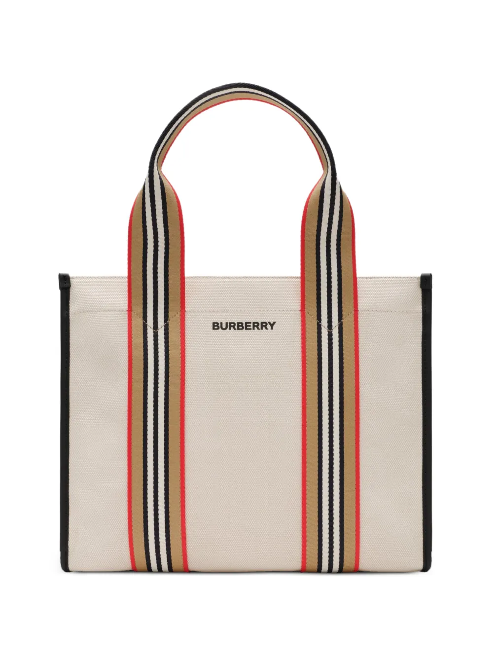 Burberry small Icon-sripe-trim canvas tote - Neutrals