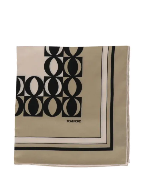 TOM FORD geometric-print border-detail pocket square