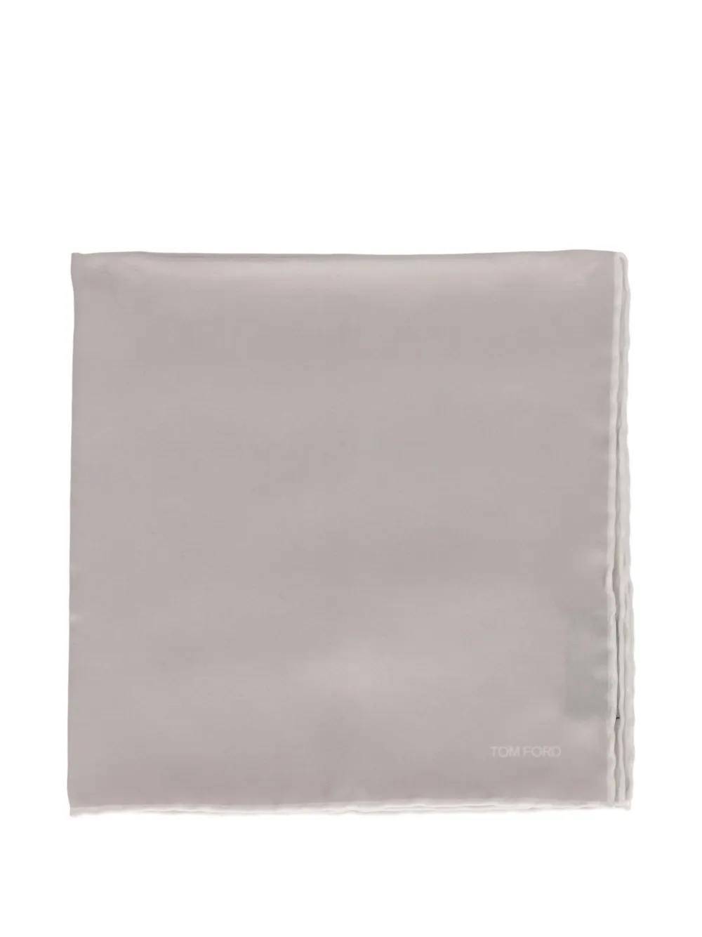 TOM FORD logo-print rolled-edge pocket square - Grigio