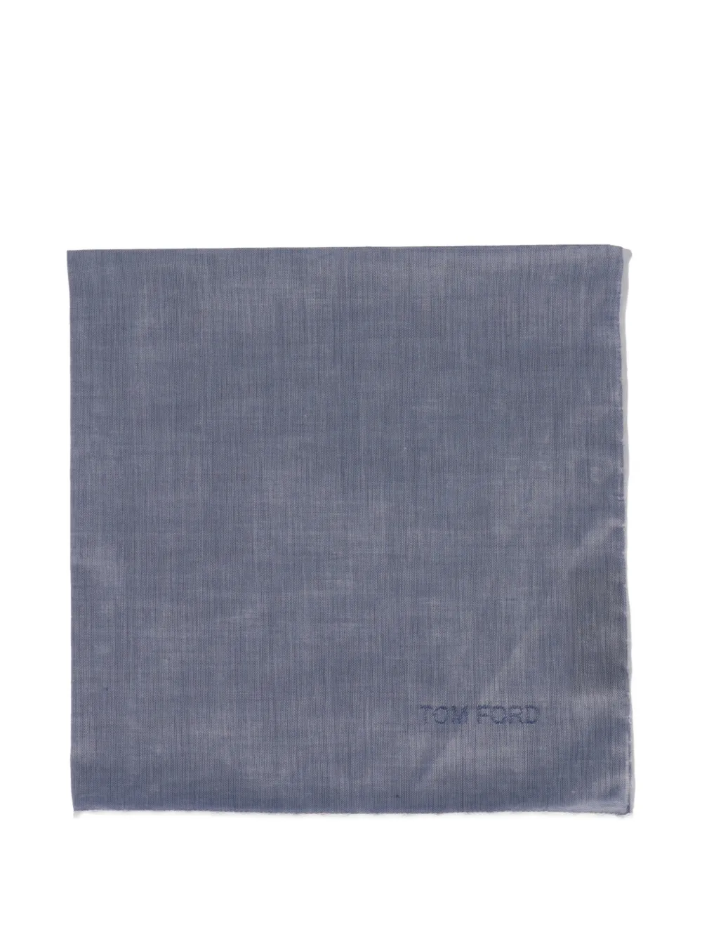 TOM FORD logo-embroidered contrast-border pocket square - Blu