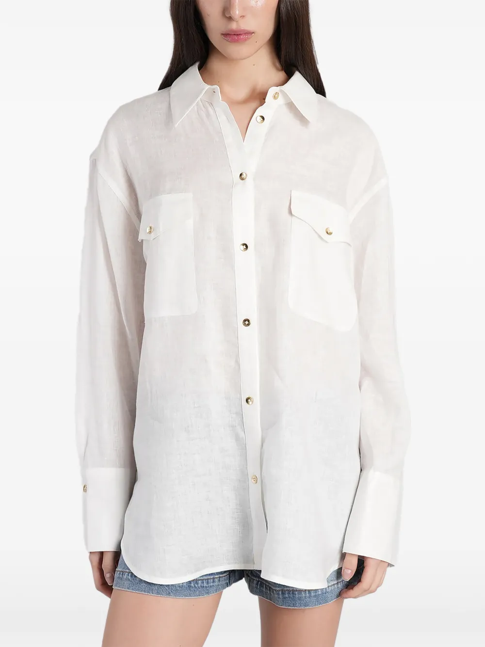 alice + olivia Finely pocket-detail button-up shirt - Bianco