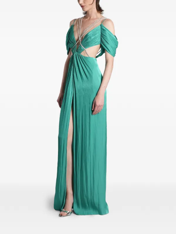 costarellos green dress Costarellos Calina cut-out Maxi Dress | Green
