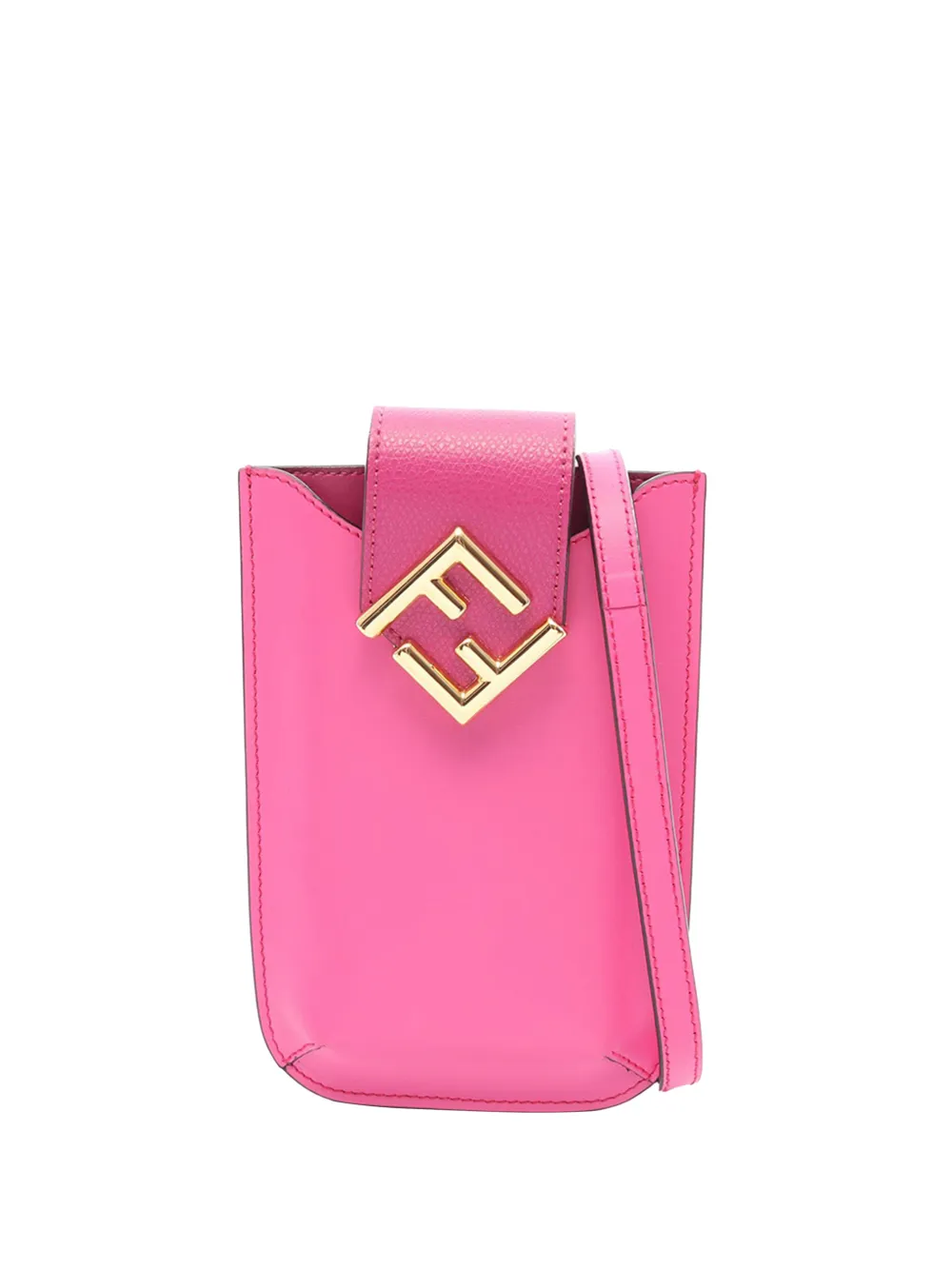 Pre-owned Fendi 2010-2026 Ff Diamond Phone Pouch Crossbody Bag In Pink