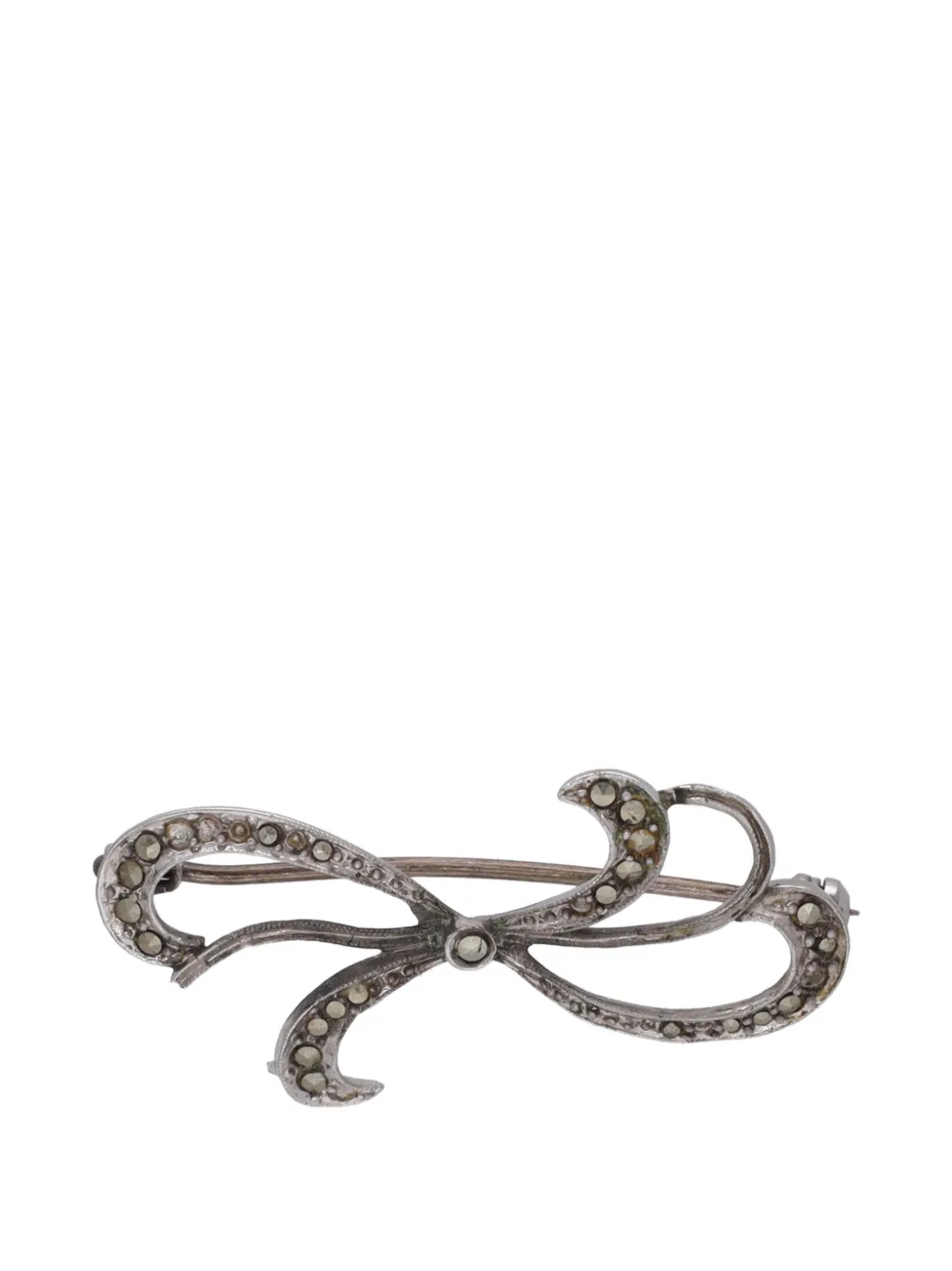 Pre-owned Vintage Bow-shaped Brooch In Silver