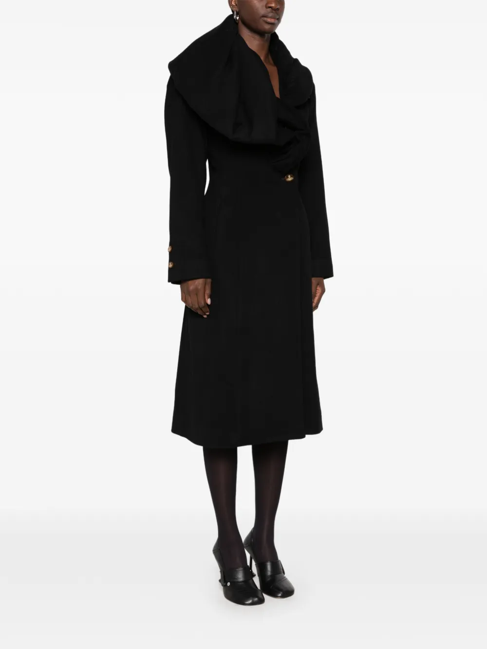 Vivienne Westwood Marilyn Draped-collar Coat in Black, view 3