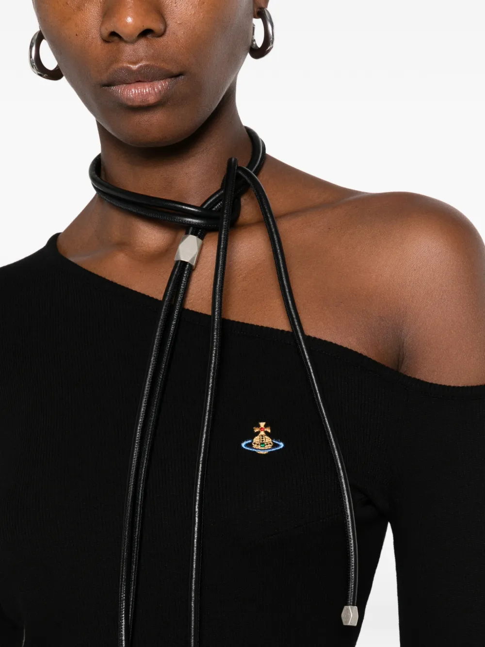Vivienne Westwood Orgy asymmetrische top met geborduurde Orb Zwart