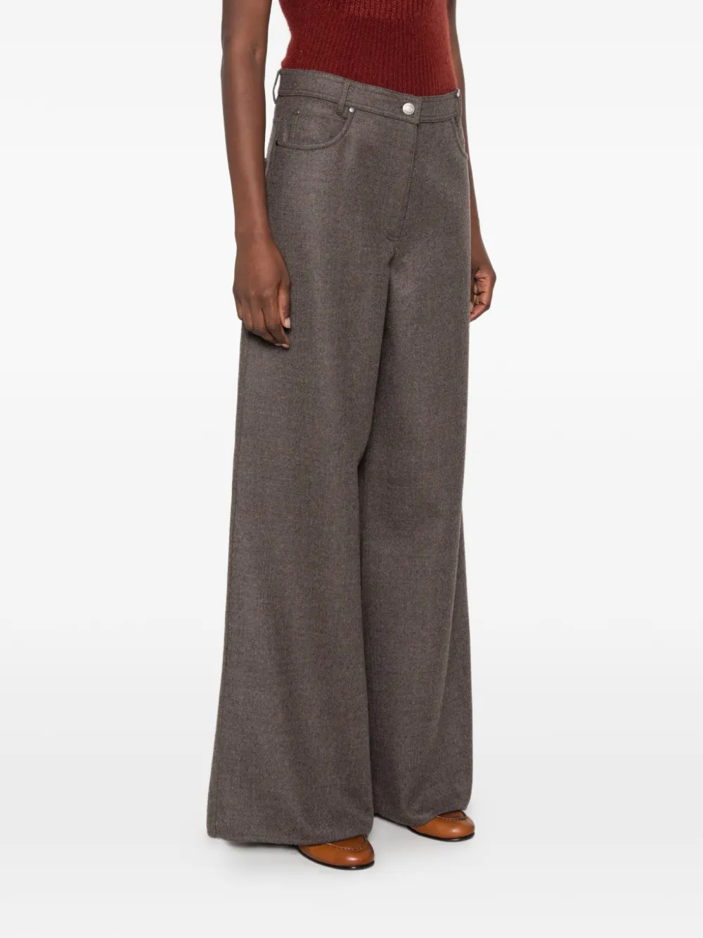 Max Mara Mxsgennaio wide-leg wool trousers Grijs