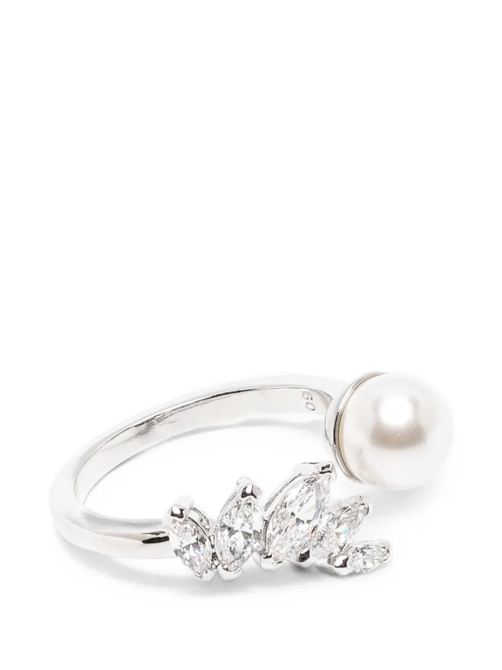 Swarovski Mesmera crystal and pearl ring - Argento