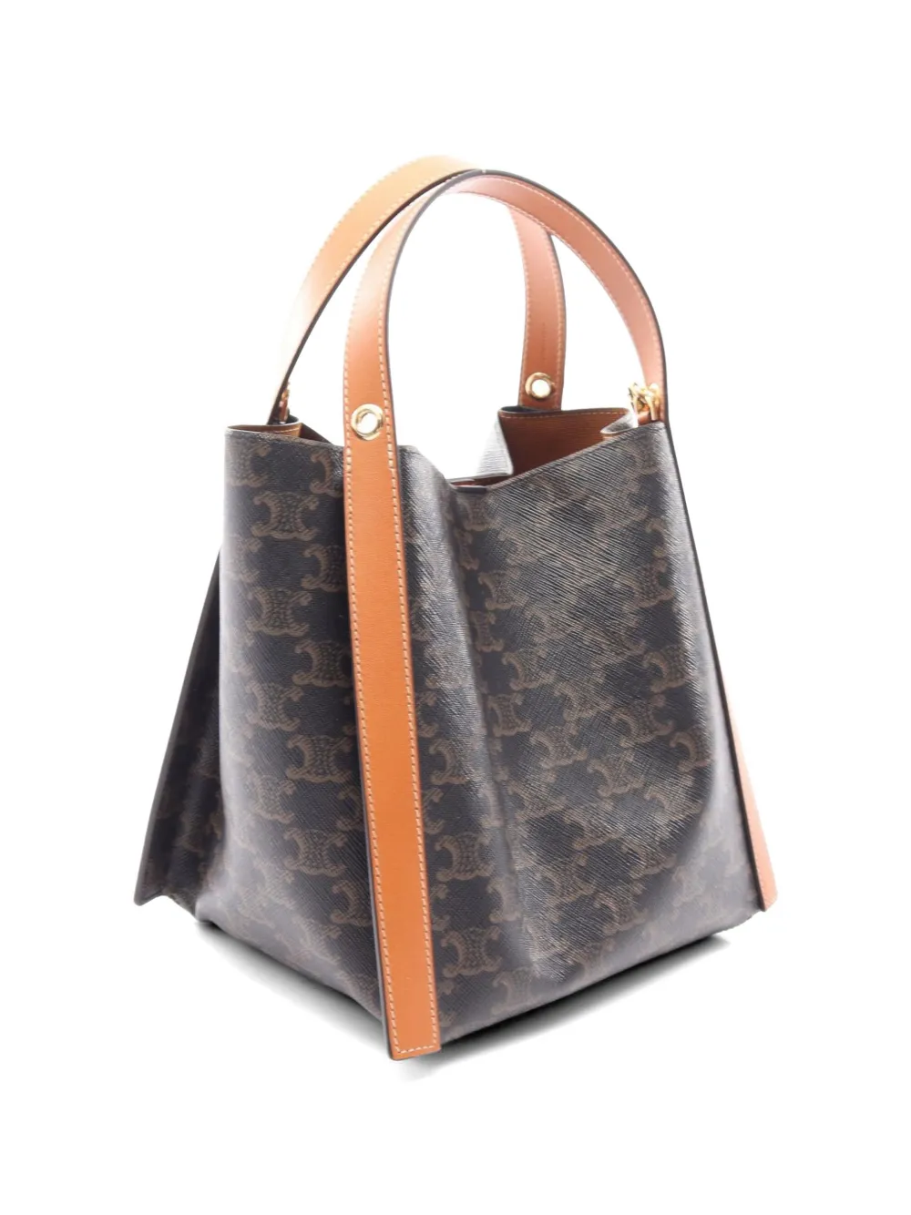 Celine Pre-owned 2020s Triomphe Cubo Two-way Handbag in Black, view 2