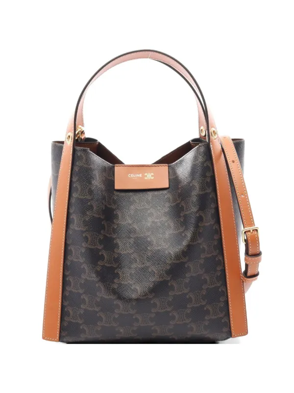 Celine Pre-owned 2020s Triomphe Cubo Two-way Handbag in Black