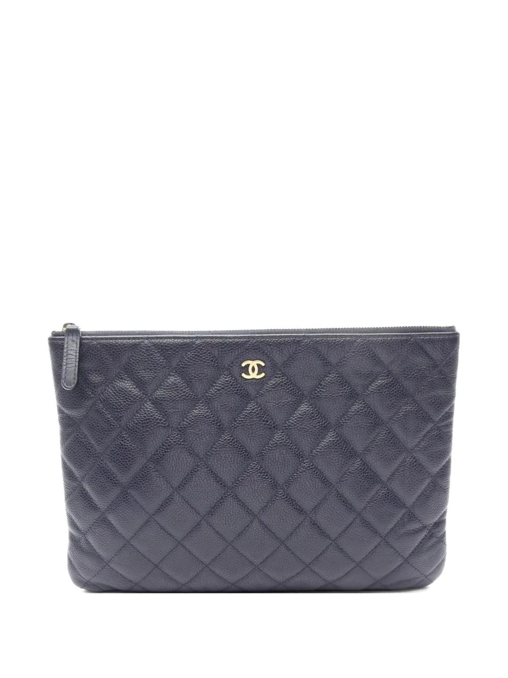 CHANEL Pre-Owned 2015-2016 Matelasse caviar skin clutch bag - Blu