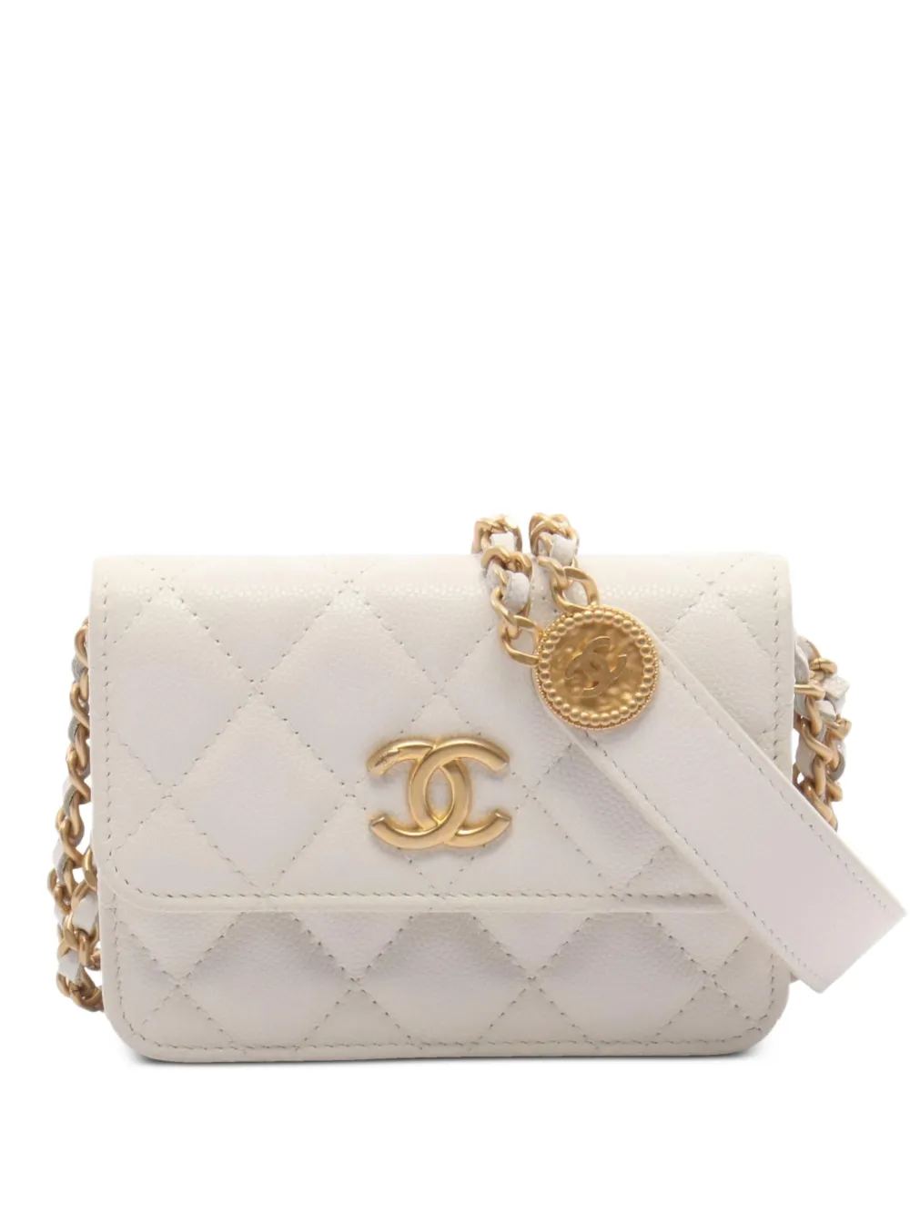 CHANEL Pre-Owned 2021s Caviar-leather mini bag - Bianco