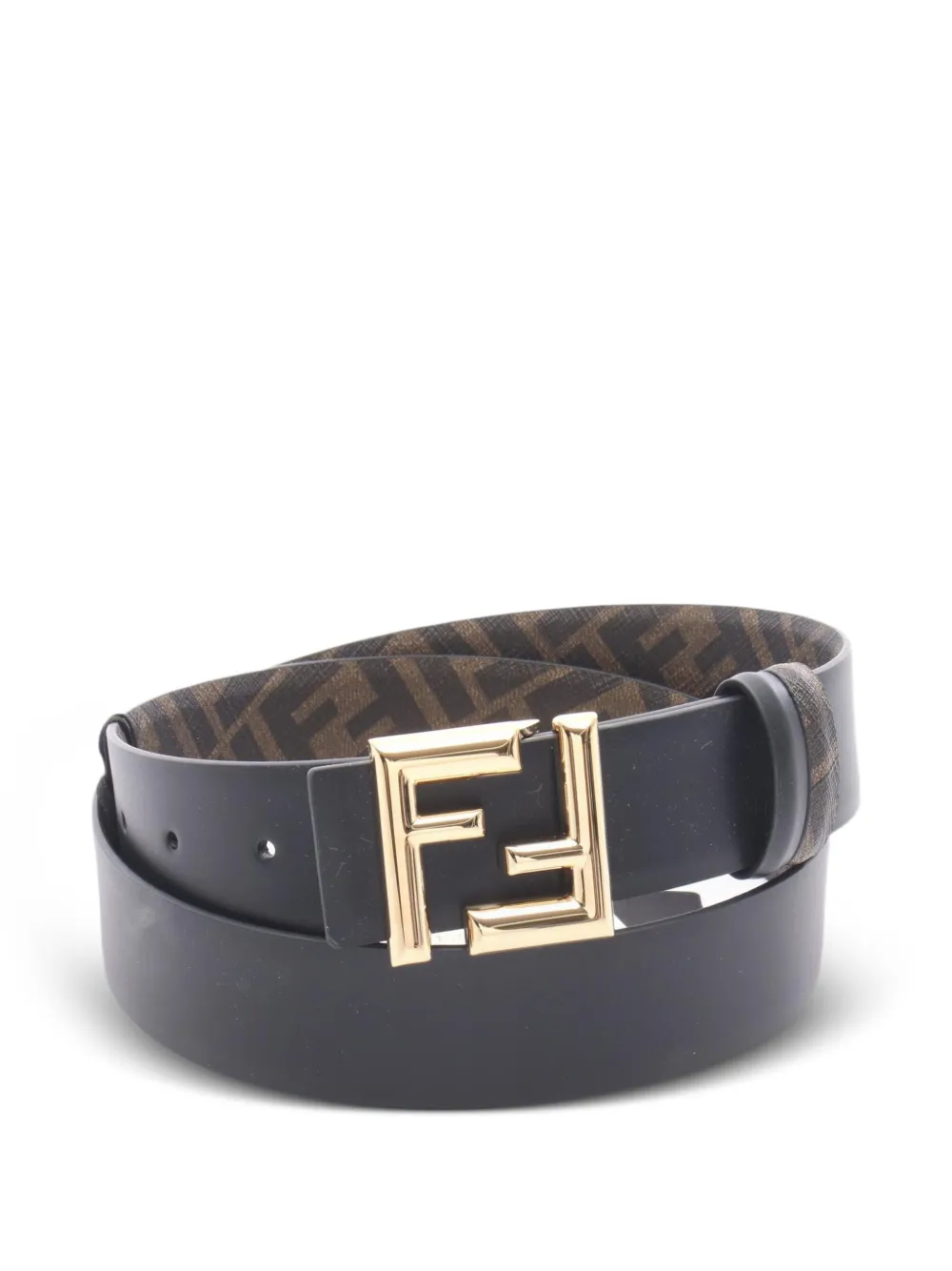 Fendi Pre-Owned 2020s Round FF Reversible buckle belt - Nero