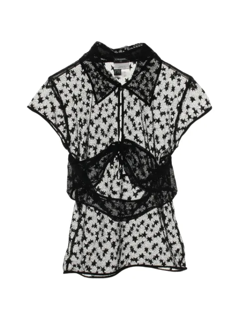 CHANEL Pre-Owned 1986-1988 short-sleeve lace blouse