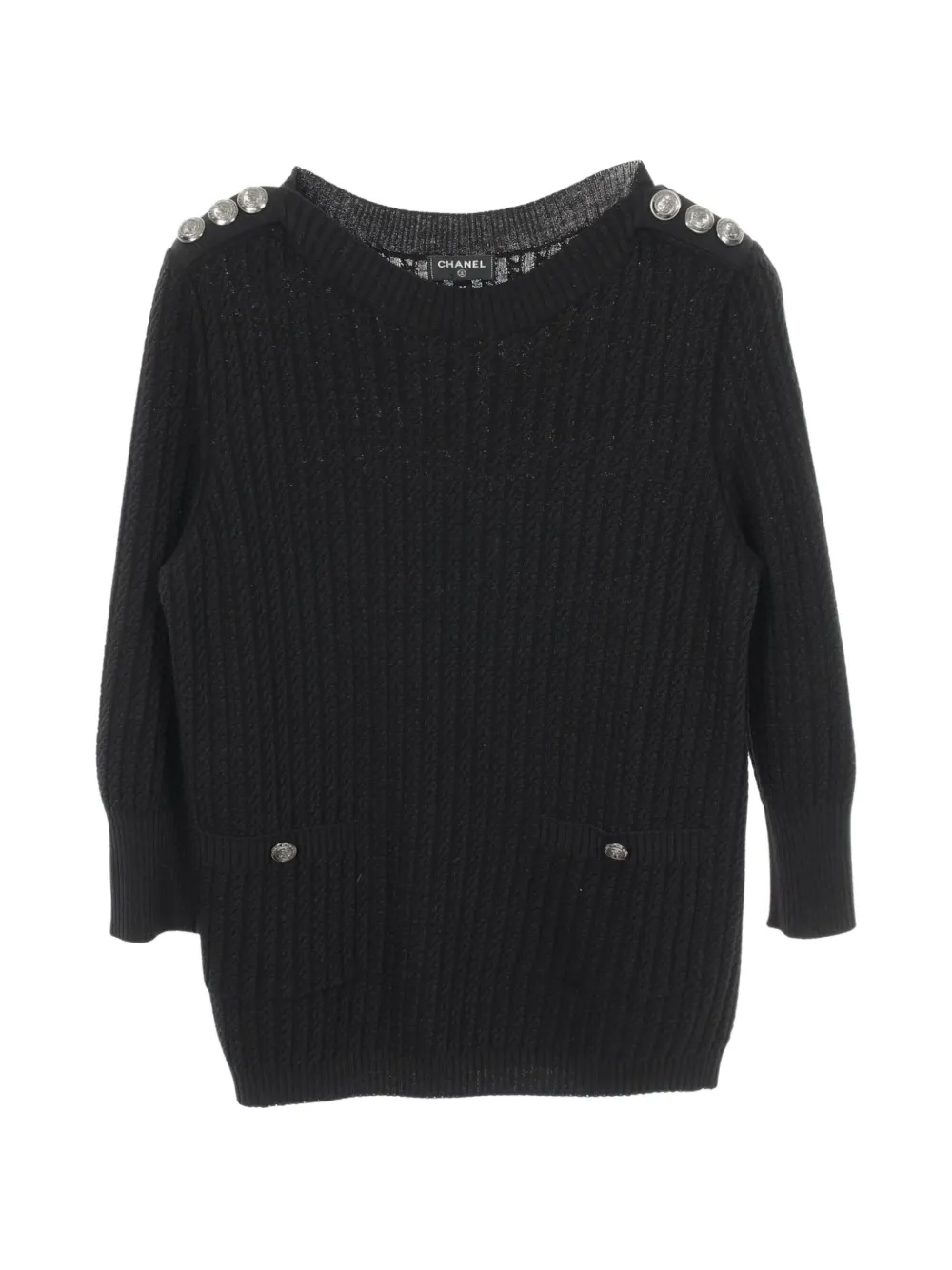 CHANEL Pre-Owned 1986-1988 anchor button sweater - Nero
