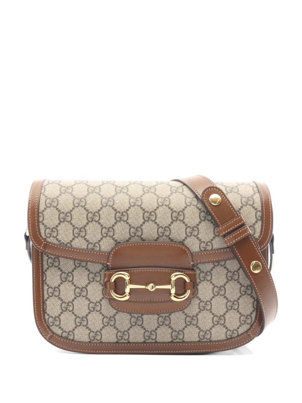 Gucci Pre-Owned 2020s Horsebit 1955 monogram-pattern shoulder bag - Toni neutri