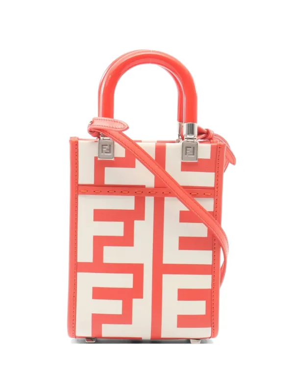 Fendi Pre-owned 2010s Mini Sunshine Shopper 2Way Tote Bag in Orange