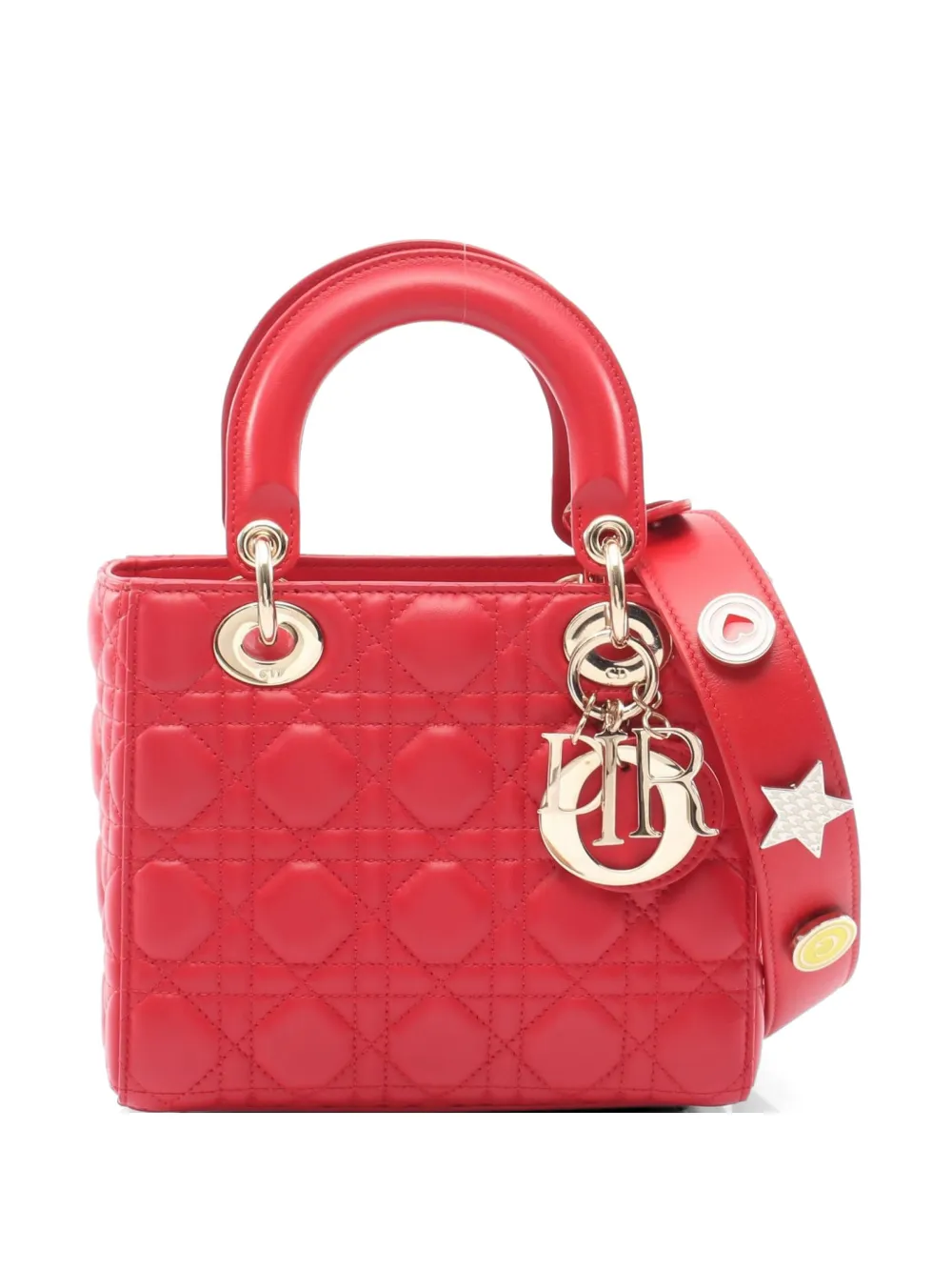 Christian Dior Pre-Owned 2010s small My ABCDior Lady Dior Cannage leather tote bag - Red