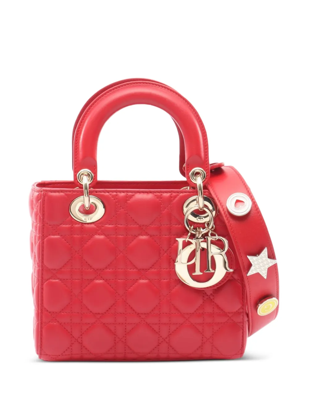 Christian Dior Pre-Owned 2010s small My ABCDior Lady Dior Cannage leather tote bag - Red