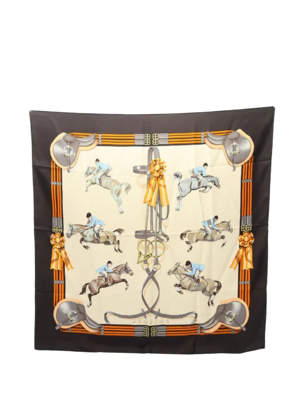 Hermès Pre-owned 2000s Jumping Scarf in Neutrals