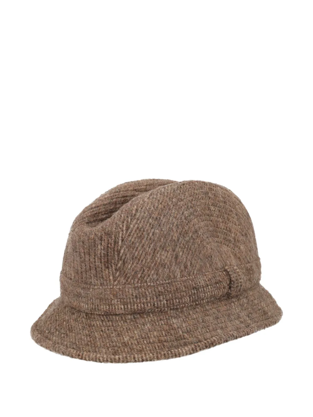 Borsalino Vintage ribbed-knit fedora hat - Marrone