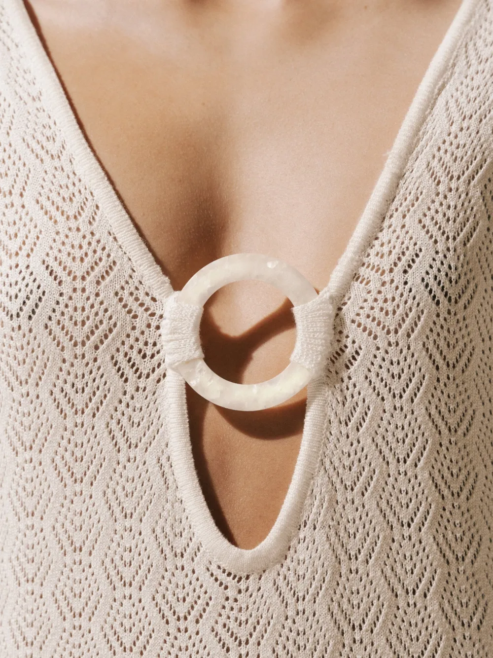Baobab Moon maxi-dress met ringdetail Beige