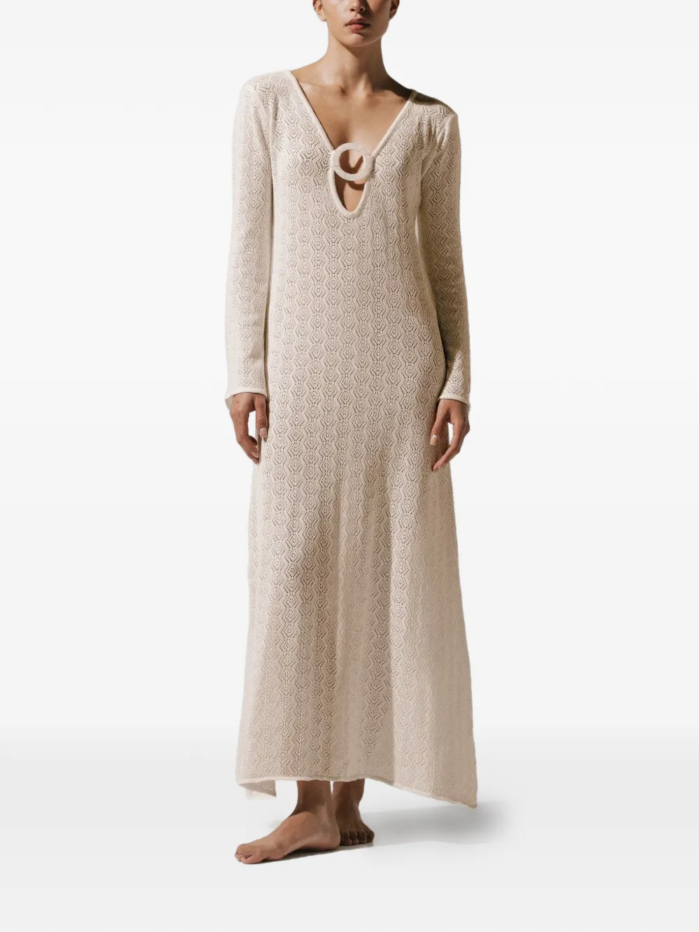 Baobab Moon maxi-dress met ringdetail Beige