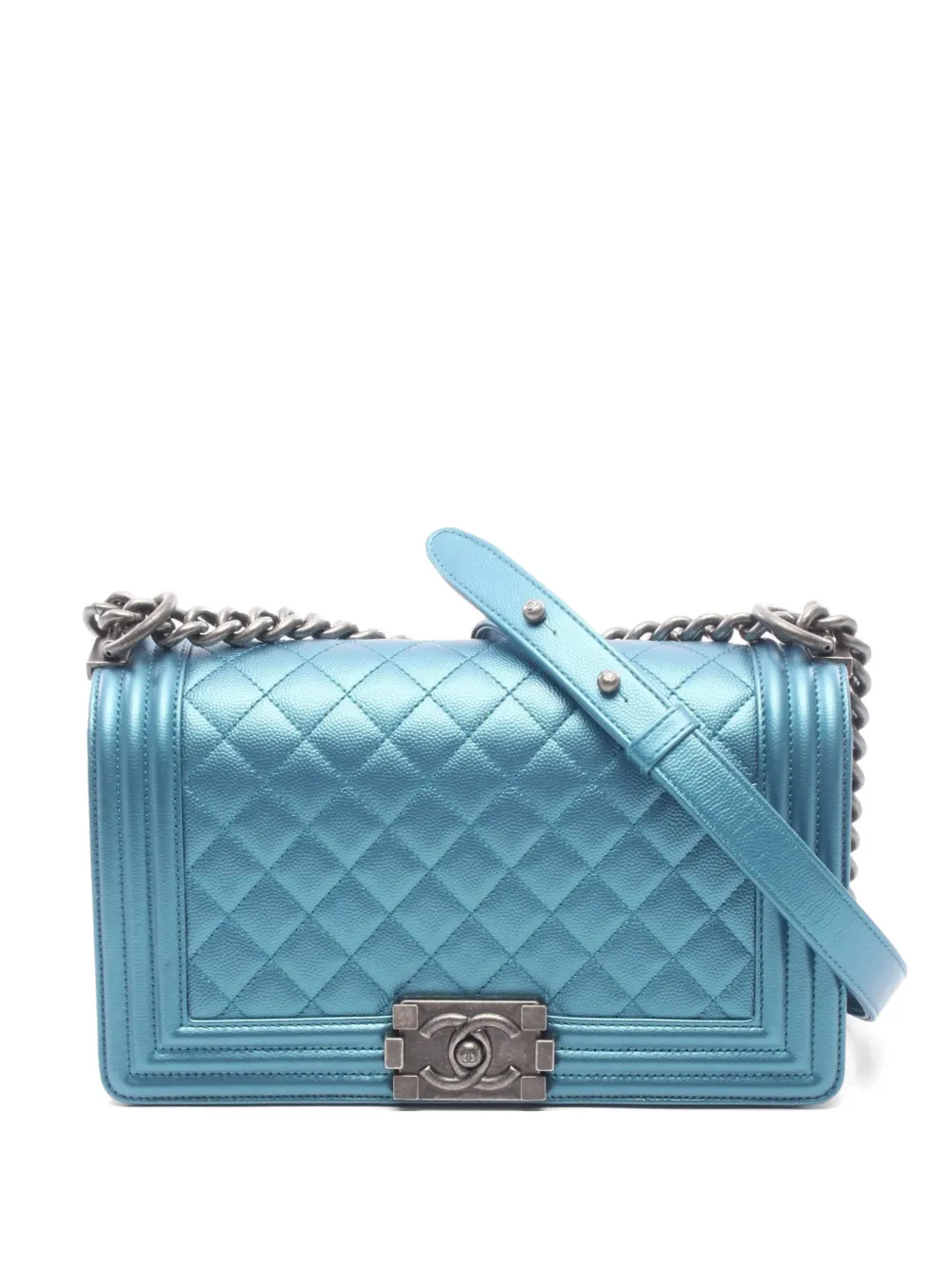 CHANEL Pre-Owned 2017-2018 Boy Chanel quilted shoulder bag - Blu