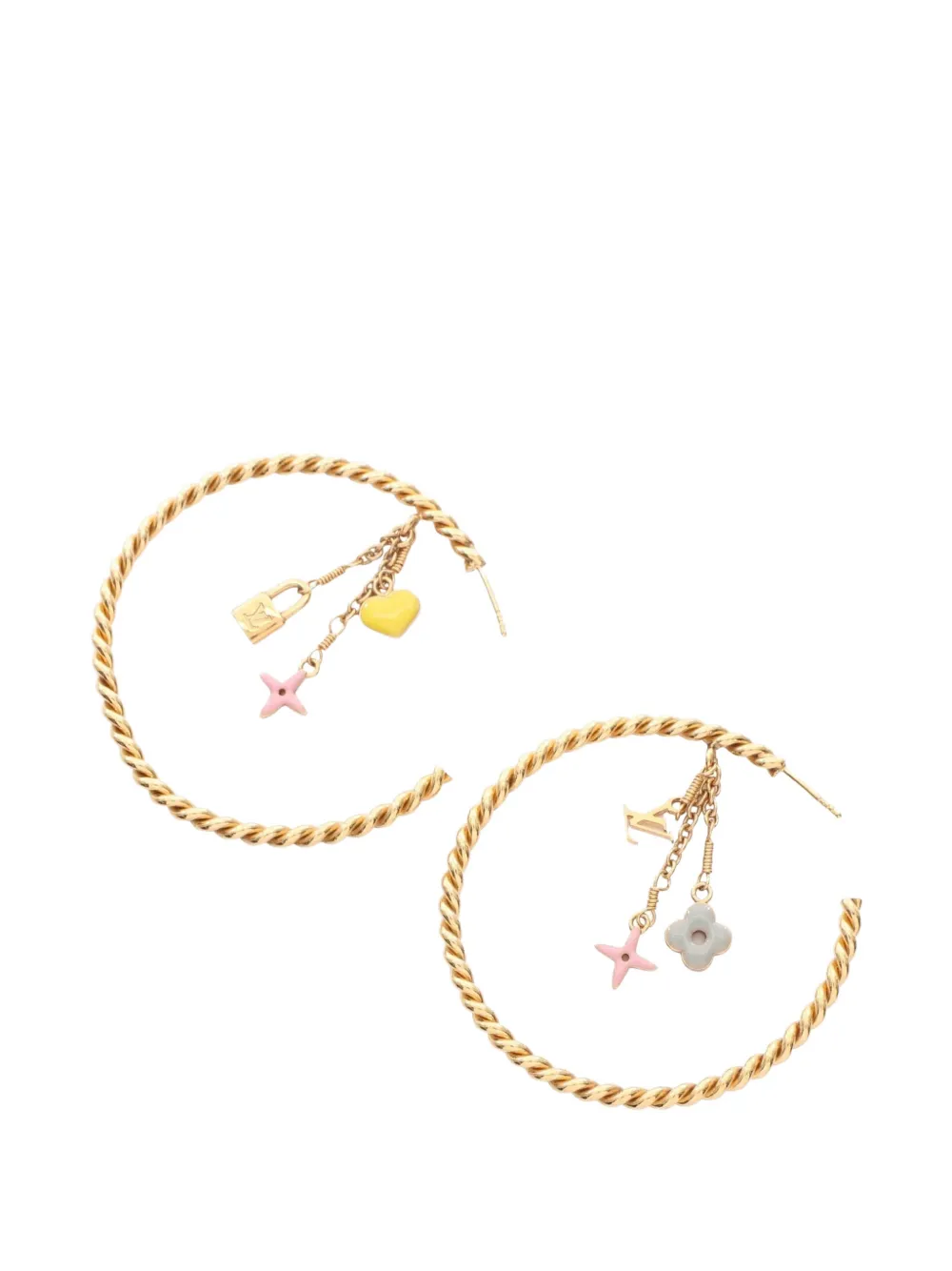 Louis Vuitton Pre-Owned 2000s Monogram charm hoop earrings - Oro