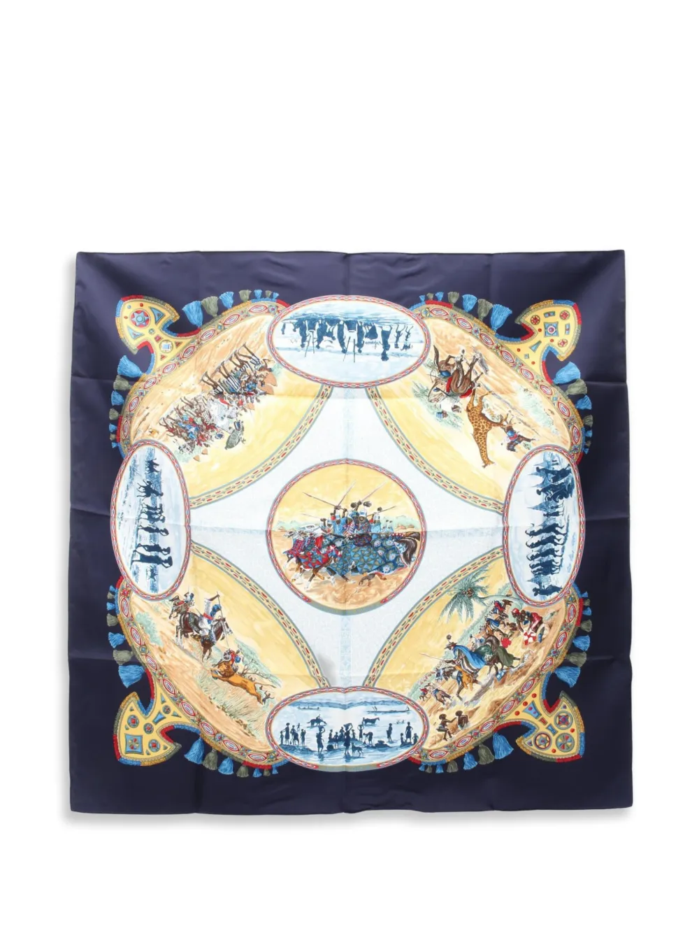 Hermès Pre-Owned 2010s Cavaliers Peuls silk scarf - Blu