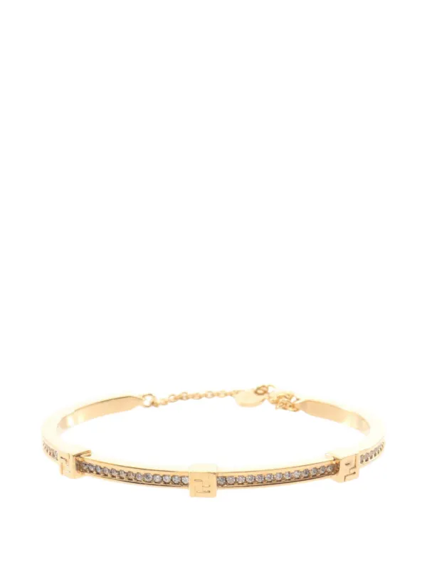 Fendi Pre-owned 2020s Forever Rhinestone-embellished Bracelet in Gold
