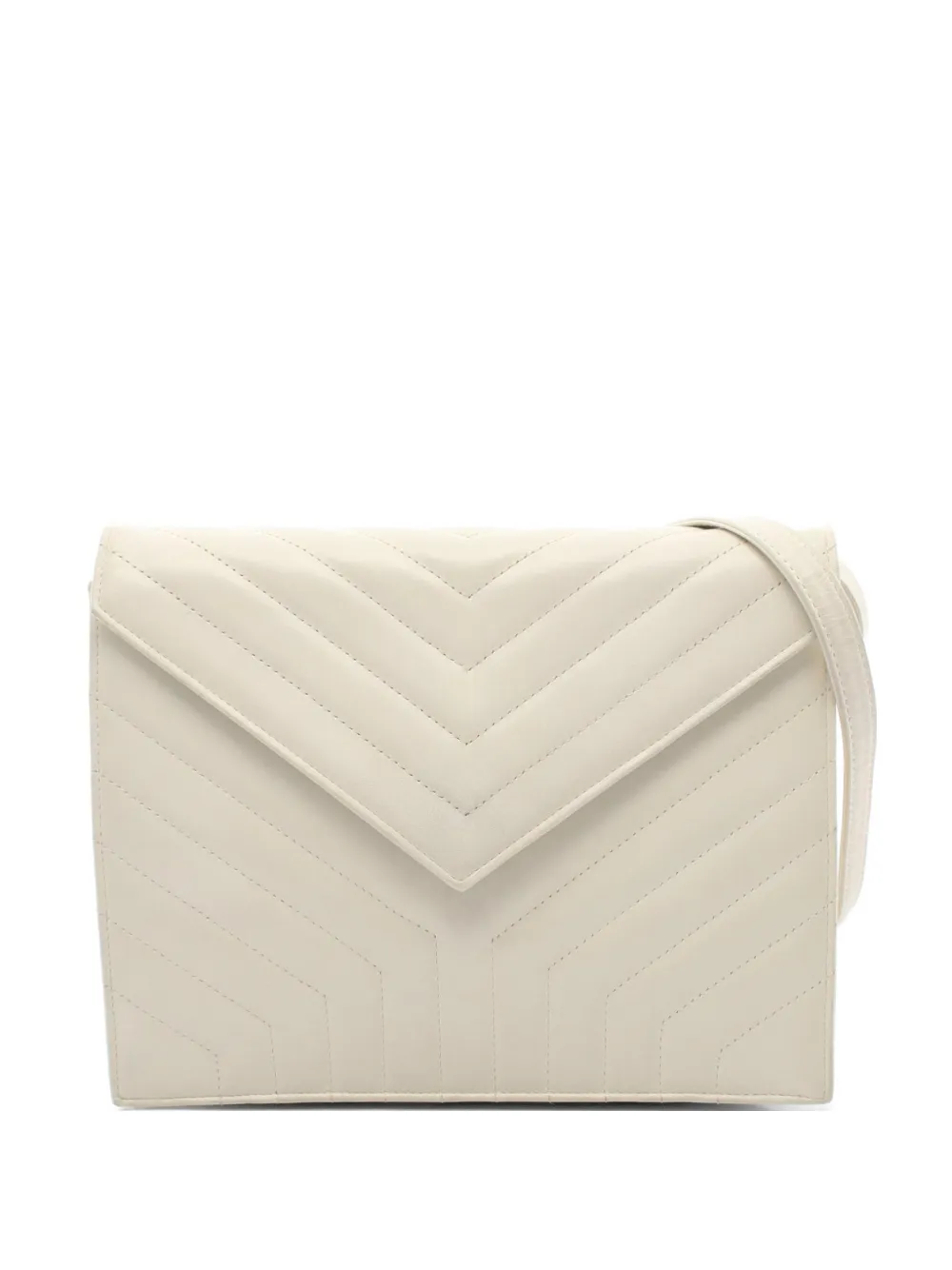 Saint Laurent Pre-Owned 2000s chevron-quilted shoulder bag - Nude