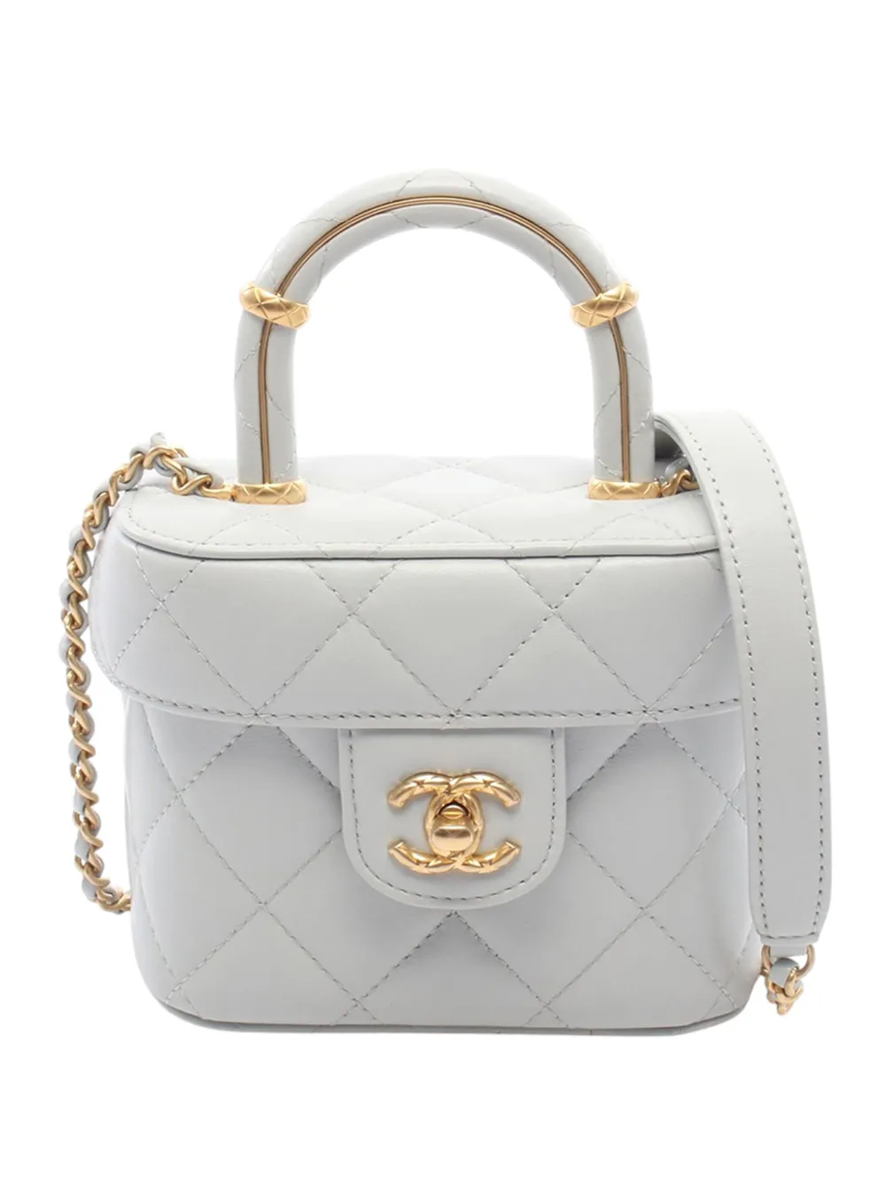CHANEL Pre-Owned 2021-2026 Mini Quilted Lambskin Top Handle Vanity Case with Chain satchel - Blu
