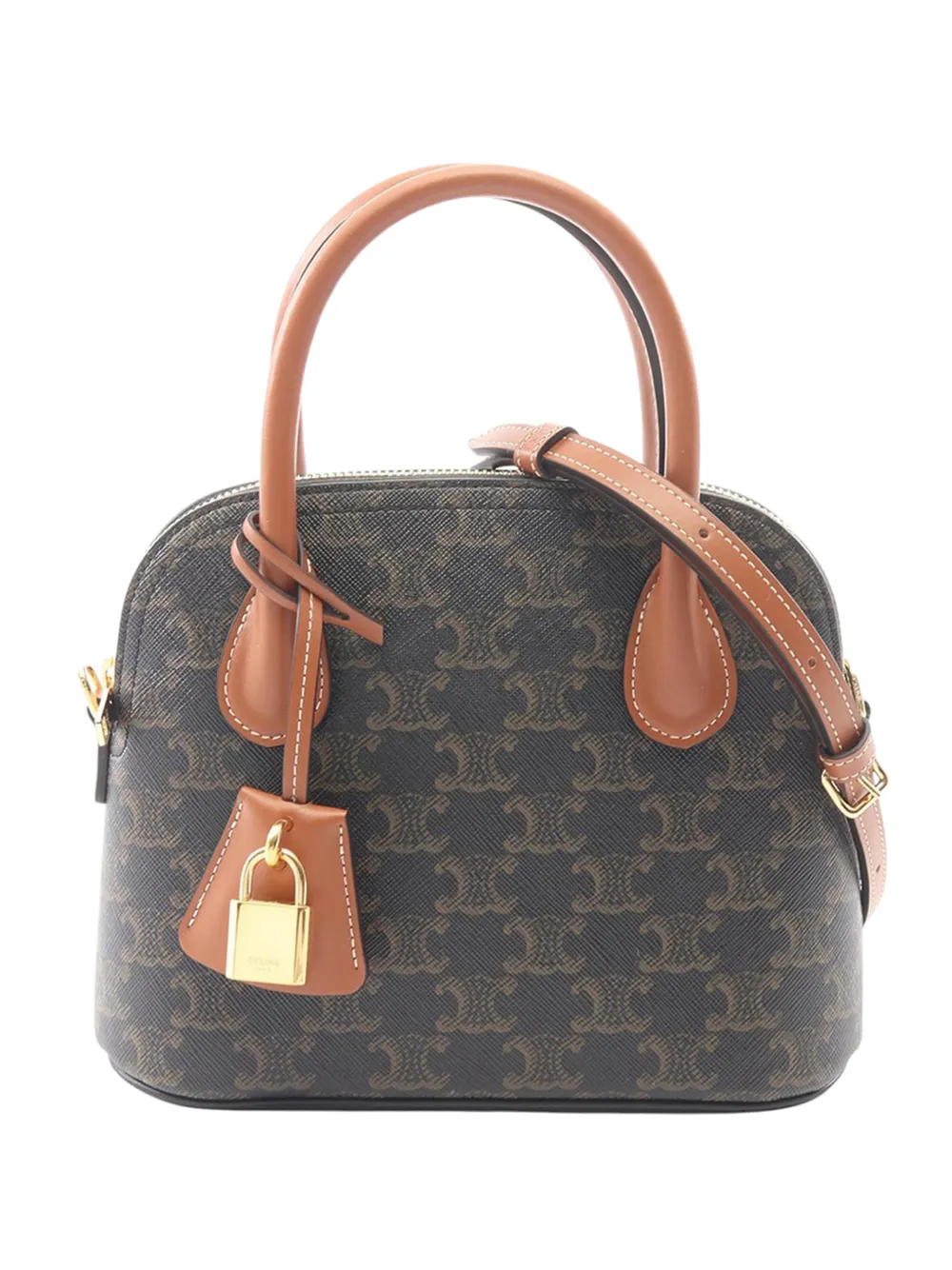 Celine Pre-Owned 2010-2026 Teen Honorine Triomphe Coated Canvas satchel - Black