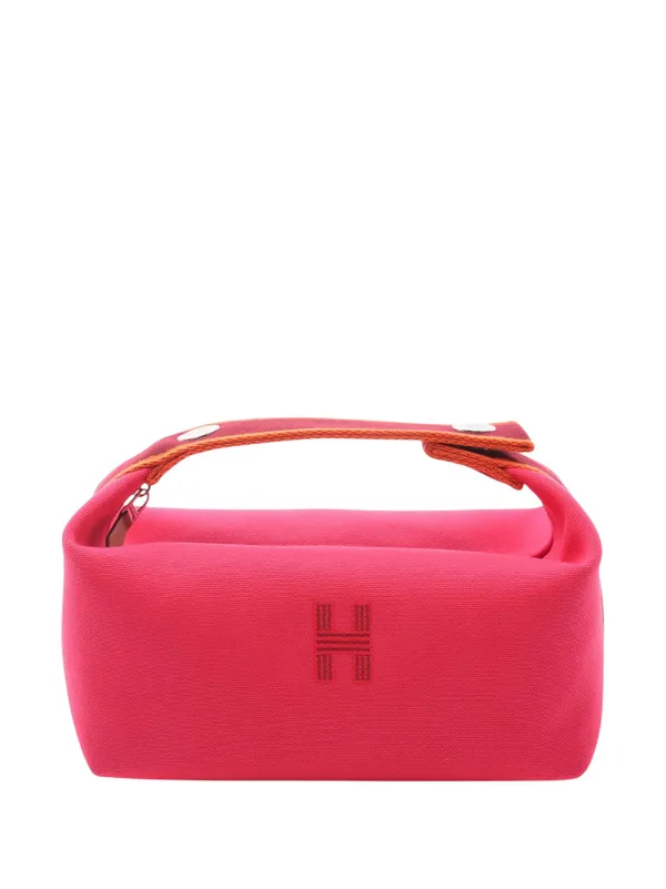 Hermès Pre-owned 2010-2026 Small Toile Bride a Brac Case Vanity Bag in Pink