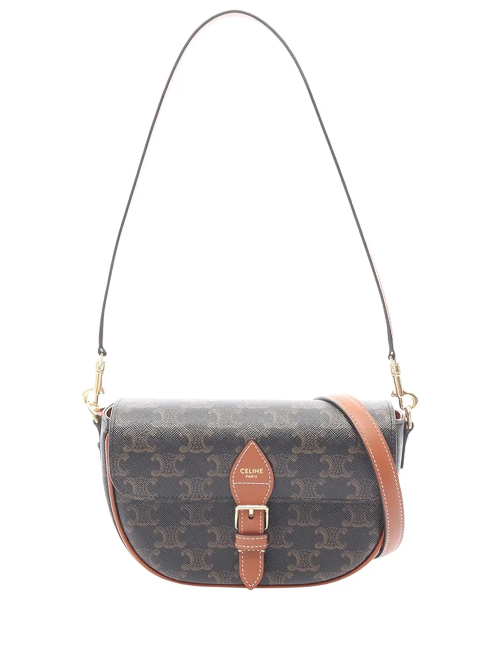 Celine Pre-Owned 2010-2026 Triomphe Coated Canvas Folco satchel - Black