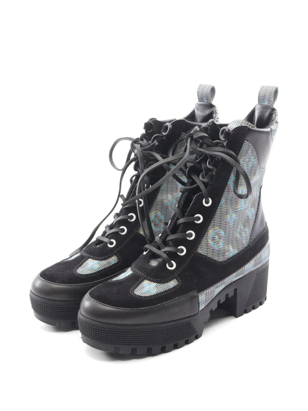 Louis Vuitton Pre-Owned 2019 Laureate Line Monogram platform boots - Nero