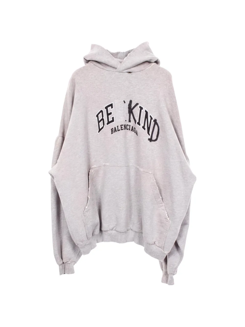 Balenciaga Pre-Owned distressed slogan-print hoodie - Grigio