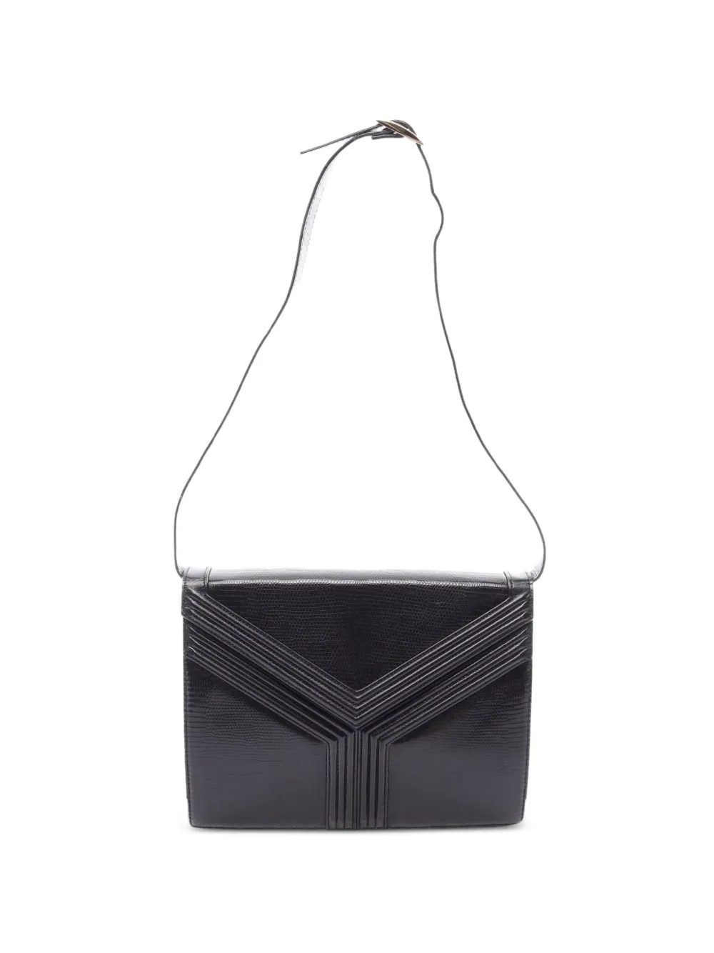 Saint Laurent Pre-Owned 2000s lizard-embossed shoulder bag - Black