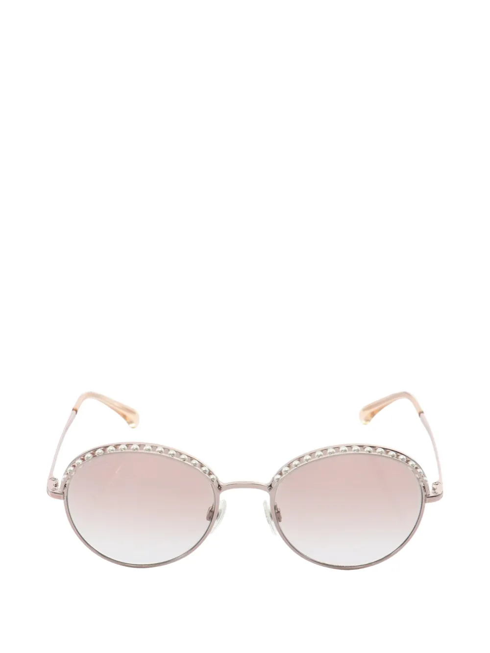 CHANEL Pre-Owned 1986-1988 faux-pearl round sunglasses - Rosa