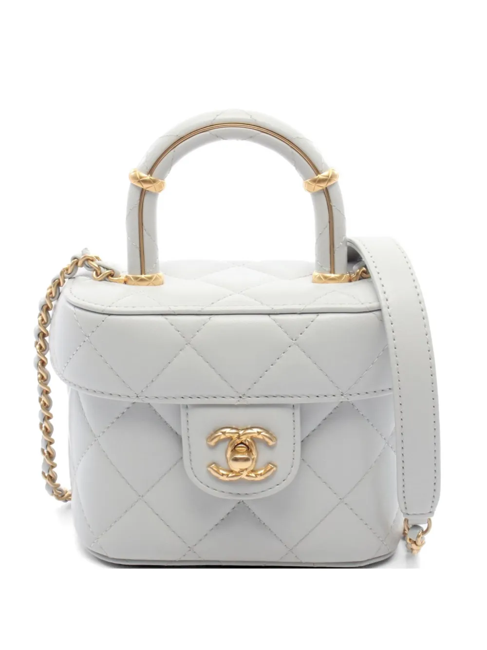 CHANEL Pre-Owned 2021s Matelassé Vanity leather shoulder bag - Grigio