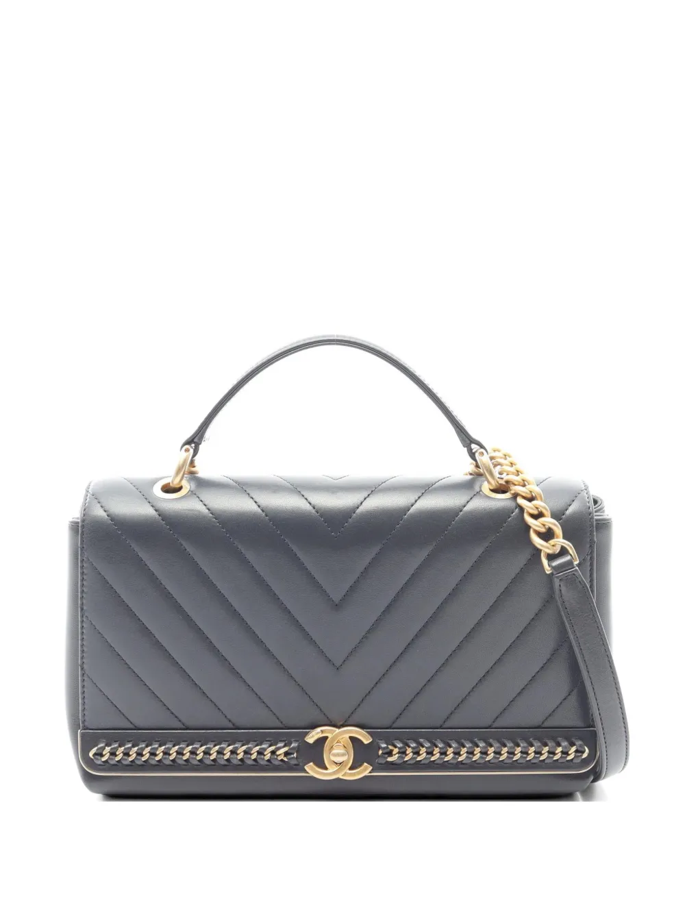 CHANEL Pre-Owned 2017-2018 V-Stitch chain shoulder bag - Grigio